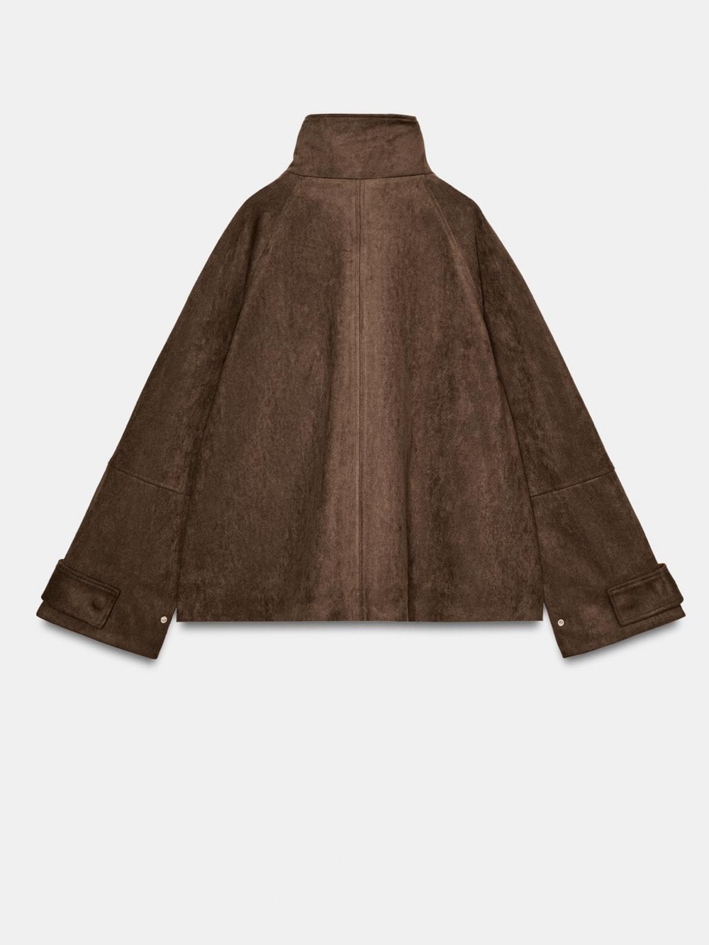 NWT Zara Faux Suede High Collar Full Zip Jacket Sz:M Dark Brown - Picture 5 of 10